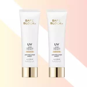 미샤 세이프 블록RX 커버 톤업 선 SPF50+ PA++++ 50ml 2개 자외선차단 톤업선크림 커버선크림 피부보정
