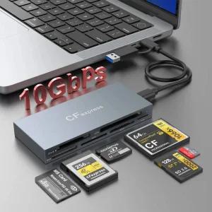 CF카드리더기 6 in 1 CFexpress BCFXDMSSDTF 카드 리더기 윈도우 XP MAC OS용 10GbpsSLR CF Express B 리더