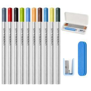 gisgfim 10Pcs Underglaze Pencils Water-Based Pencil Set Under Glaze Ceramic Colored Include Pen Case Eraser and Sharpener Pottery Tools for Art Creation(Silver)