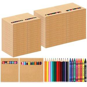 Weekgrat 60 Sets Colored Pencils and Crayons Bulk Valentine's Day Gift Classroom Exchange Class Prize Craft Supplies in Box Mini Teacher Cute Birthday Party Gifts