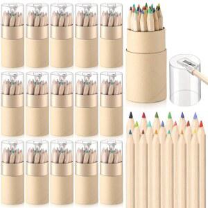 AmazingSpark 432 Pieces 18 Color Mini Drawing Colored Pencils Bulk with Sharpener Portable Set 3.35 Inch in Tube Pencil for Coloring Sketching Painting Supplies