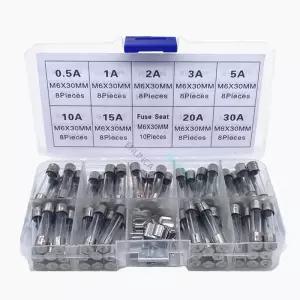 유리관퓨즈 휴즈 72개 6x30mm 고속 블로우 유리 튜브 퓨즈 모듬 키트 250V 05A-30A