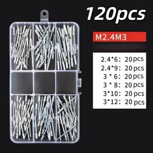 120pcs 알루미늄 합금 리베터 패스너 세트 팝 리벳 모듬 키트 가구 돔 헤드 블라인드 너트 도구