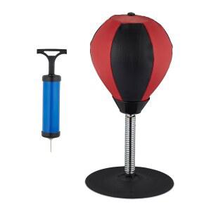 Relaxdays Table Punch Bag Desk Punching Ball for Office Mini Boxing Stress Standing Red /Black 1 Piece