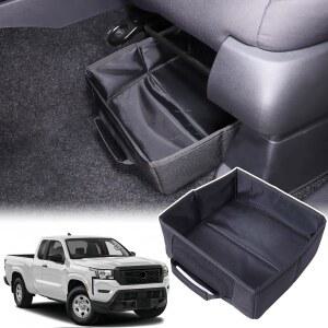 Bekantogy Car Under Seat Storage Box Tray Hidden Organizer Front Compatible with Nissan Frontier 2022-2024 Oxford Cloth Tool Handle