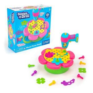 Educational Insights Design & Drill Flower Power Studio - Set for Toddlers 3-5 Take Apart STEM Construction Toys Toy Tool with Working Tools Creative Engineering Sets