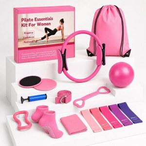 Lunarthos 15PCS Pilates Kit for Home Workouts Equipment with 14.9