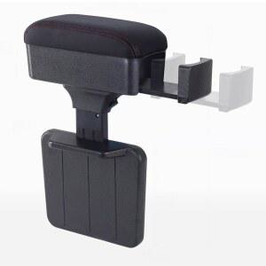 Vechkom Car Armrest Storage Box with Cup Holder - Liftable Adjustable Seat Gap Filler Organizer Center Console Case Universal Stretchable Arm Rest Forearm Wrist Support for Most Black