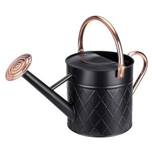 BLstyle 1.75 Gallon Outdoor Metal Watering Can for Garden Plants Vintage Zinc with Removable Spout Ideal Use (Black)