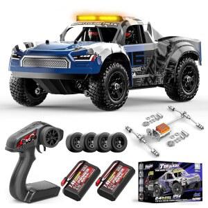 1:16 Scale RC Monster Truck 2.4GHz Remote Control Fast Car 36km /h 4WD Off-Road Water-Resistant Electric Powered Vehicle with Dual Batteries Drift & Tires Metal Drivetrain and LED Lights