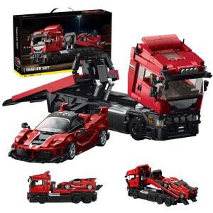 Miabrixbrix Monster Truck Tow & Sports Car Building Set for Adult Collectors Semi Toy with Modular Detachable Includes Detailed Interior Moving Parts 1728PCS
