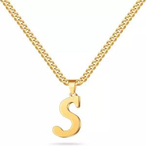 남성 LUXEJEW 이니셜 A-Z 레터 목걸이 스테인리스 스틸 쿠바 링크 체인 펜던트 캐피탈 모노그램 20+2 인치