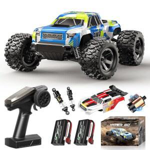 Cirmine RC Cars 1:18 Scale 4WD Off-Road Fast Monster Truck 36KPH High Speed Remote Control Car Oil-Filled Shocks Dual Body Shells Portable for Outdoor Fun 7.4V 1500mAh Batteries 2.4GHz