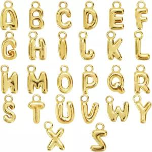 미코비비 26pcs 골드 레터 참 A-Z 글리터 버블 알파벳 쥬얼리용 초기 펜던트 세트 여성 팔찌 목걸이 귀걸이