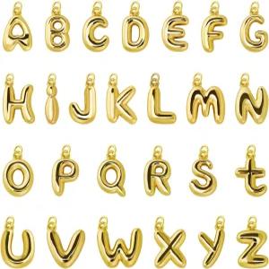 보석 제작을 위한 26Pcs 18K 골드 충전 A-Z 알파벳 문자 매력 청키 이니셜 펜던트 비즈 여성 팔찌 목걸이