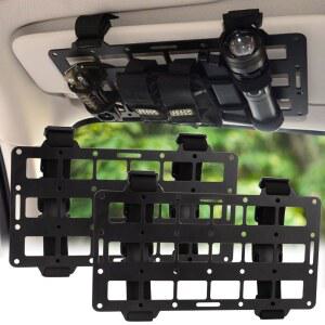 Pridefend 2PCS Aluminum Alloy Molle Visor Organizer Rigid Panel Compatible with Backpack Tactical Versatile Car Sun for Trucks Vehicle SUV Interior Accessories