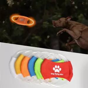 2pcs-도그 트레이닝 LED 야광 프리스비 TPU 무독성 연질 고무 이빨 갈아서 물림 방지 충전식 애완동물 퍼즐