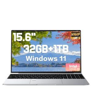 2025 최신 15.6인치 노트북 컴퓨터는 Windows 11,32GB 듀얼 채널 RAM 1TB SSD 노트북, 쿼드 코어 프로세서 N5095, FHD 1080P 디스플레이, 백라이트 키보드, Wi-Fi, BT5.2, HDMI, USB, 실버와 호환됩니다