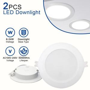 2pcs LED 통 110V 220V 천장 조명 6W 17W 20W 24W Recessed Led 다운 라이트 라운드 패널 스포트라이트 실