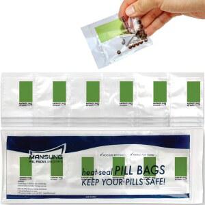 Mansung M 600 Bags /Green Heat Seal Pill Suite Sorter Organizer for Medication Food Safe BPA Free Bag pouche Pack Dispenser kit Daily Blister Packs Use with Tray AM PM