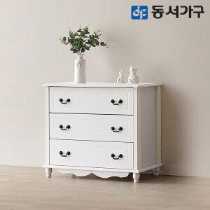 [동서가구]미디어 화이트 3단 800 서랍장 DF630213
