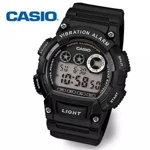 [카시오] CAIO 진동알람 10년전지 W-735H-1A 방수 전자 군인시계
