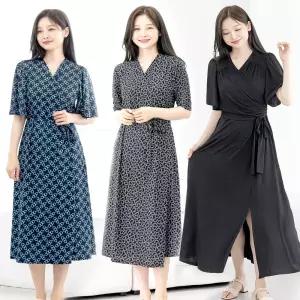 랩 원피스 쿨라이트 여름 바캉스룩 브이넥 반팔 프릴소매