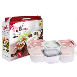국산 전자렌지 밀폐용기 선물세트 6개 세트 미니 사각 반찬통 냉동밥 보관통