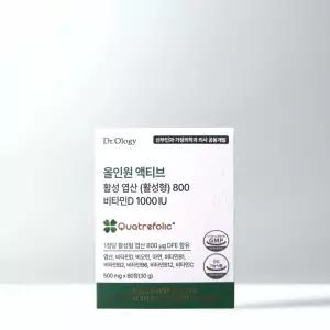 닥터올로지 올인원 액티브 엽산800 비타민D 1000 종합영양제 60정 1박스