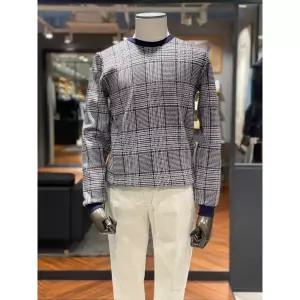 지이크 네이비 글렌체크 라운드 니트 PAU8054 460879