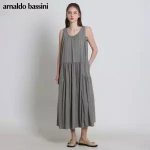 [아날도바시니(ARNALDO BASSINI)] 셔링절개 사이드포켓 셔링플레어 원피스 (택가격: 138000원)