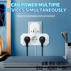 스마트 벽면 콘센트 컨버터 3구 LED 야간 조명 포함 범용 무선 서지 보호기 화이트 블랙