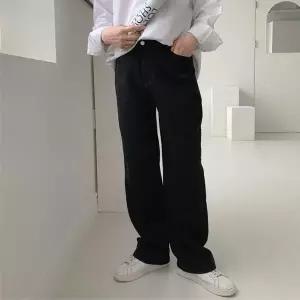 남자 청바지 밴딩 테이퍼드 와이드 블랙진 데님 팬츠 남성청바지 남성바지 (WEE8EDB)