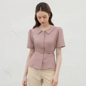 시크라인 XXL까지) 온디느 카라 벨트 블라우스 하객룩 오피스룩 모임룩 격식룩 빅사이즈