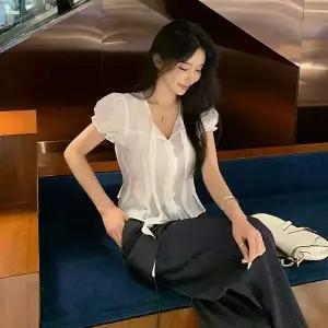 [미나그램] 아엘라 타이 퍼프블라우스