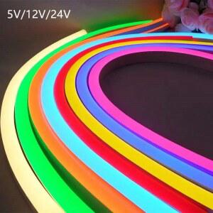 5V 12V 24V LED 네온 스트립 빛 6MM 좁은 로프 플렉스 테이프 실리콘 튜브 바 방수 DIY 로그인 빨간색 녹색 파란색 노란색 핑크 화이트