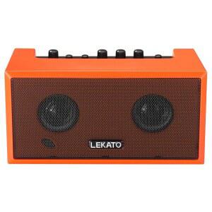 깨끗한 오버드라이브 효과가 있는 LEKATO 미니 기타 앰프 5W 충전식 전기 작은 베이스 일상 연습용 블루투스 앰프, 오렌지