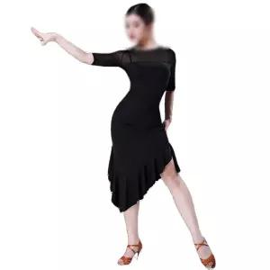 스포츠댄스 댄스닥터 봄 메쉬 스커트 골프 라틴 의상 여성 라인댄스복 치마 플리츠 파티드레스