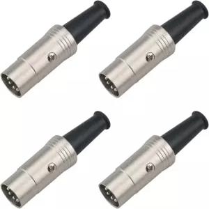 Ruiwaer 4PCS 실버 메탈 바디 5핀 DIN 남성 플러그 MIDI 케이블 커넥터 납땜