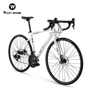 웨스트 바이킹 로드 바이크 700C 알루미늄 합금 프레임 34T-50T 크랭크셋 14T-28T 플라이휠 이중 브레이크