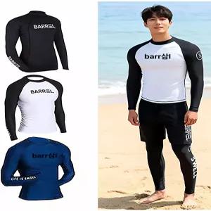 남성용 ?슈트 잠수복 서핑 스노클링 블랙 긴팔 긴바지 세트 수영복