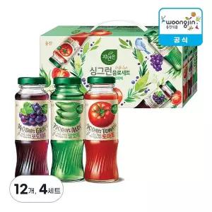 [웅진식품] 자연은 싱그런 음료세트 병 180ml, 12개, 4세트 (토마토 포도 알로에)
