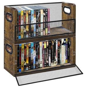 PUTNATRUE DVD 보관함, 2팩에 56개의 DVD 64 블루 레이, CD용 마그네틱 도어가 있는 스태커블 미디어 정리함, 비디오 게임 케이스, 선반 정리함