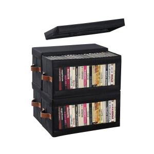 Coorganizer 4팩 DVD 보관함, 창문이 보이는 방진 DVD 케이스 홀더 정리함, 뚜껑과 손잡이가 있는 방진 DVD 케이스 정리함, 최대 104개의 케이스 보관함, 블루레이 및 CD 보관용 CD 홀더 - 15.75 x 6.10 x 8.07In
