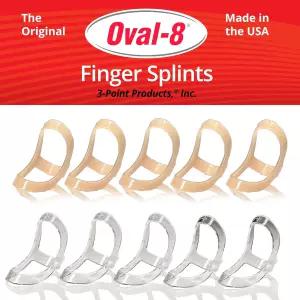 3-Point 제품 Oval-8 손가락 부목 트리거 또는 엄지 및 기타 상태에 대한 지지 보호 5팩 사이즈 8 베이지