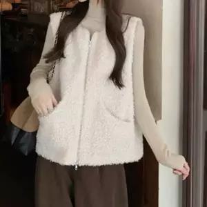[하프클럽/셀럽하우스]뽀글이 이너 데일리 집업 여성 조끼 베스트