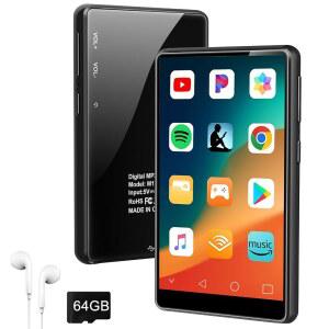 블루투스 및 WiFi가 지원되는 96GB MP3 플레이어, 4인치 터치스크린, 자녀 보호 기능, GMS, Android MP4 음악 플레이어, Spotify, Audible, Music, FM, 전자책, 교육용, 게임 호환