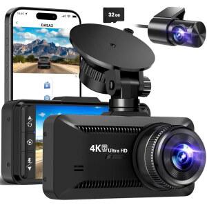 대시 캠 프론트 리어 4K / 1080P WiFi 기반 차량용 카메라 APP 제어 풀 HD 32GB SD 카드 G-센서 WDR 24시간 주차 모드 루프 녹화 3.94 u2018 u2019 IPS 스크린