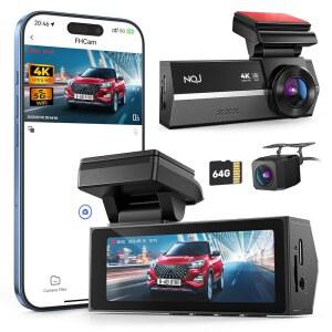 대시 캠 전면 후면 64GB 카드 5G Wi-Fi 앱 G-Sensor 3.2 u201D 화면 24H 주차 모드 170 광각 야간 시야 확보를 위한 NQJ 4K+2K 듀얼 카메라