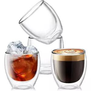 더블 글라스 커피잔 250ml 이중 샷 내열 유리컵 N940